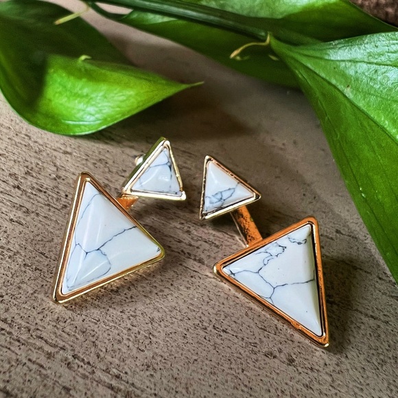 Open Your Mind Howlite Stone Healing Double Sided Earrings - Picture 3 of 6